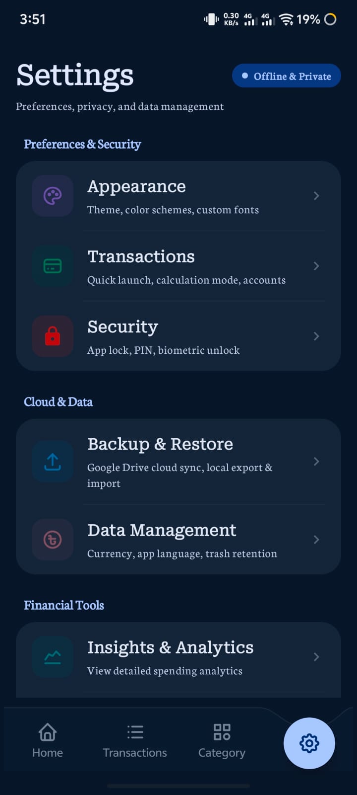 Settings & Backup